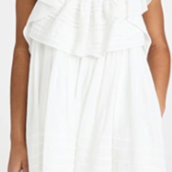 FREE PEOPLE Hailey Mini Dress With Frill Sleeves And Textured Stripe-white M - Picture 12 of 16